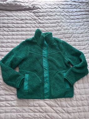 L.L. Bean Teal Green Sherpa Snap-Front Jacket